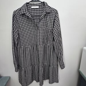 LOFT Black and White Plaid Dress